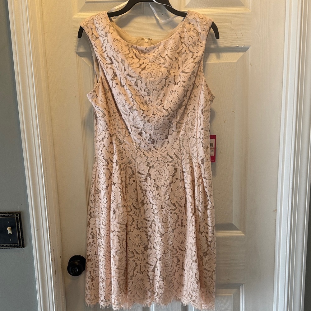 Vince Camuto Blush Lace Midi Dress